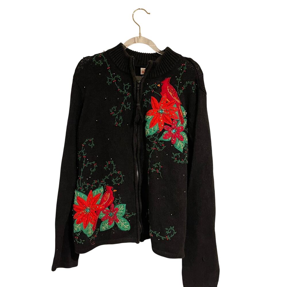 Christmas sweater poinsettia size large